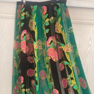 Floral Black and Green Skirt